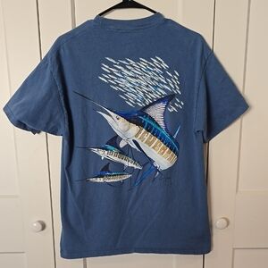 Guy Harvey Blue Graphic T-Shirt with Marlin Design